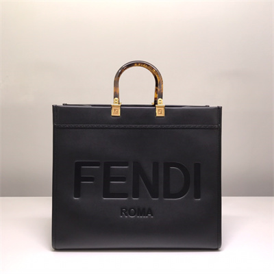 Fen.di SUNSHINE Large Black Leather Shopper