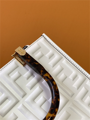 Fen.di SUNSHINE Small White Leather Shopper