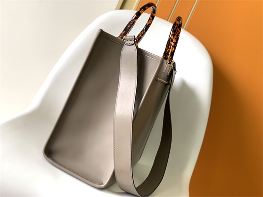 Fen.di SUNSHINE Medium Dove Grey Leather and Elaphe Shopper