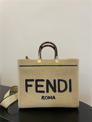 Fen.di SUNSHINE Medium Natural Straw Shopper
