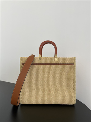Fen.di SUNSHINE Medium Natural Straw Shopper