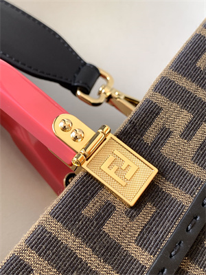 Fen.di FENDACE SUNSHINE Medium Brown FF Jacquard Fabric Shopper