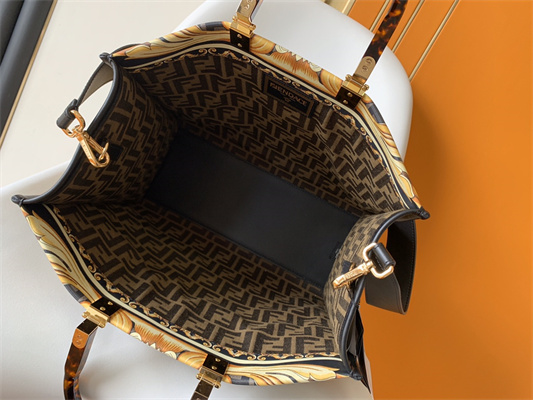 Fen.di FENDACE SUNSHINE Medium Multicolor Printed Leather Shopper