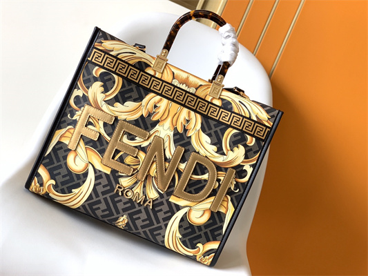 Fen.di FENDACE SUNSHINE Medium Multicolor Printed Leather Shopper