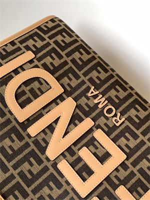 Fen.di SUNSHINE Medium Brown FF Jacquard Fabric Shopper