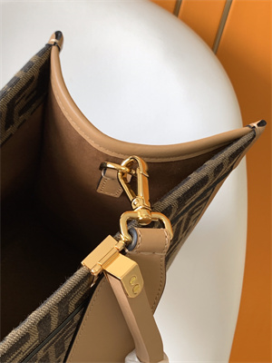 Fen.di SUNSHINE Medium Brown FF Jacquard Fabric Shopper