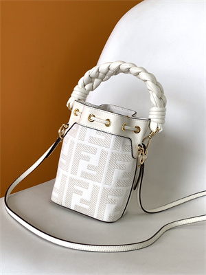 Fen.di MON TRESOR White Canvas FF Mini Bag