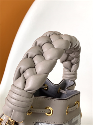 Fen.di MON TRESOR Dove Grey Canvas FF Mini Bag