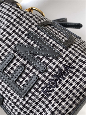 Fen.di MON TRESOR Houndstooth Wool Fabric Mini Bag With Black FF Embroidery