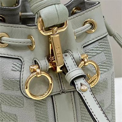 Fen.di MON TRESOR Light Green Canvas FF Mini Bag