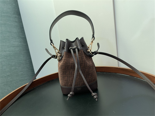 Fen.di MON TRESOR Brown FF Fabric Mini Bag
