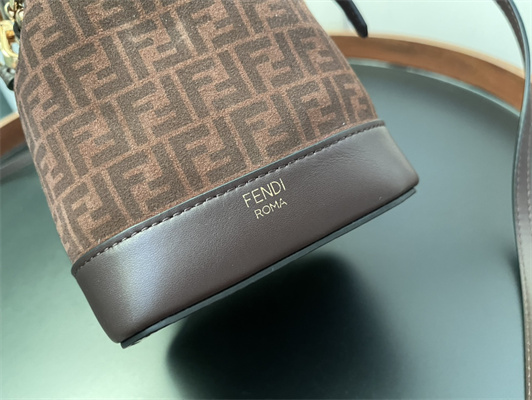 Fen.di MON TRESOR Brown FF Fabric Mini Bag