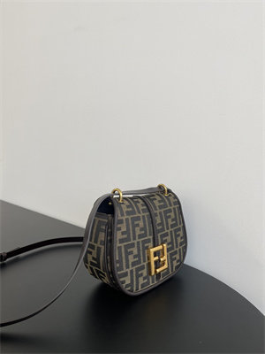 Fen.di C’mon Mini Brown FF Jacquard Fabric Bag