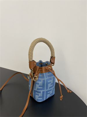 Fen.di MON TRESOR Light Blue Denim Mini Bag With FF Embroidery