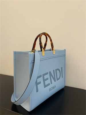 Fen.di SUNSHINE Medium Blue Leather Shopper