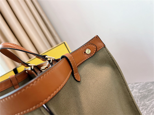 Fen.di Peekaboo X-Tote  Green Color Canvas