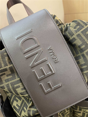 Fen.di Strike Medium Backpack Jacquard Fabric With Brown FF Motif