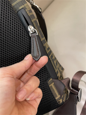 Fen.di Strike Medium Backpack Jacquard Fabric With Brown FF Motif