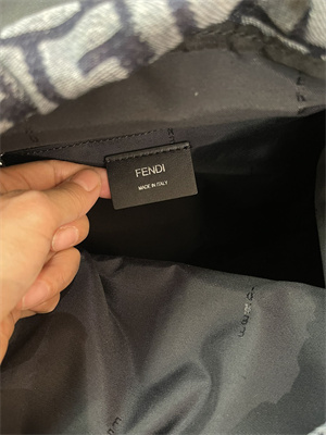 Fen.di Strike Medium Backpack Jacquard Fabric With Grey and Blue FF Motif