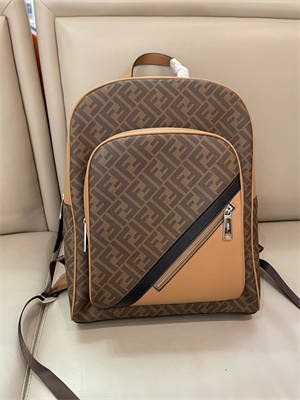 Fen.di Chiodo Diagonal Brown FF Canvas Backpack