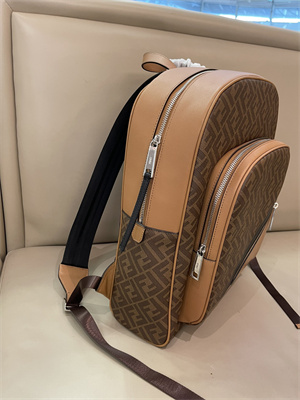 Fen.di Chiodo Diagonal Brown FF Canvas Backpack
