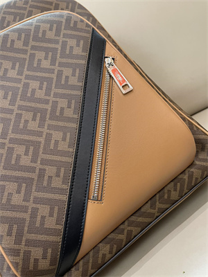 Fen.di Chiodo Diagonal Brown FF Canvas Backpack