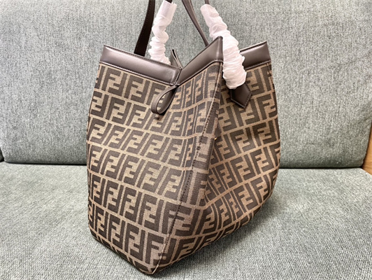 Fen.di ORIGAMI Large Brown FF Jacquard Fabric Bag That Can be Transformed