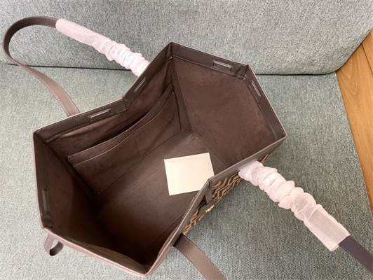 Fen.di ORIGAMI Large Brown FF Jacquard Fabric Bag That Can be Transformed