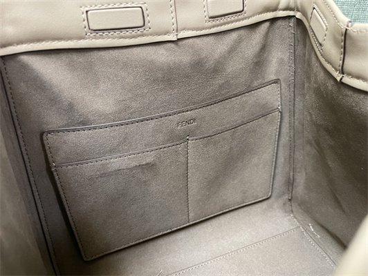 Fen.di ORIGAMI Medium Tourterelle Grey Leather Bag That Can be Transformed