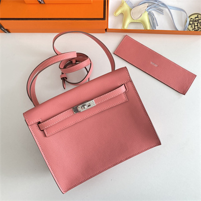 Kelly Danse Bag Evercolor Leather Silver Tone Metal In Rose Lipsur Color HS