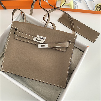 Kelly Danse Bag Evercolor Leather Silver Tone Metal In Etoupe Color HS