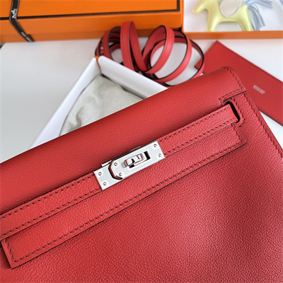 Kelly Danse Bag Evercolor Leather Silver Tone Metal In Rouge Casaque Color HS