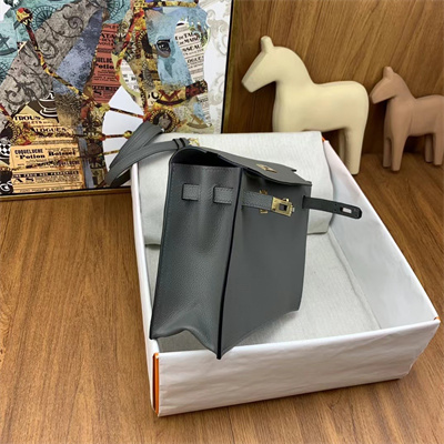 Kelly Danse Bag Evercolor Leather Gold Tone Metal In Gris Meyer Color HS