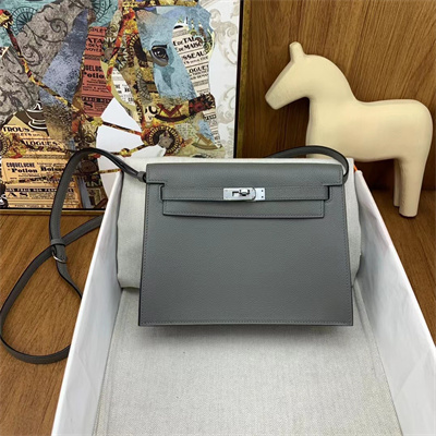 Kelly Danse Bag Evercolor Leather Silver Tone Metal In Gris Meyer Color HS