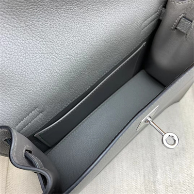 Kelly Danse Bag Evercolor Leather Silver Tone Metal In Gris Meyer Color HS