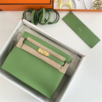 Kelly Danse Bag Evercolor Leather Gold Tone Metal In Vert Criquet Color HS