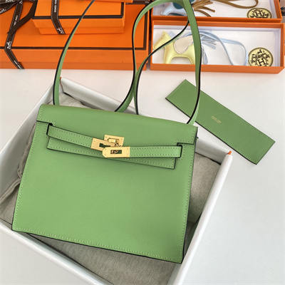 Kelly Danse Bag Evercolor Leather Gold Tone Metal In Vert Criquet Color HS
