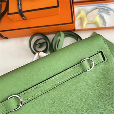 Kelly Danse Bag Evercolor Leather Silver Tone Metal In Vert Criquet Color HS