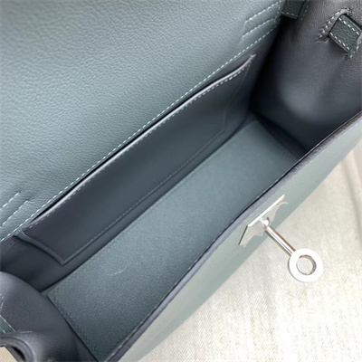 Kelly Danse Bag Evercolor Leather Silver Tone Metal In Vert Amande Color HS