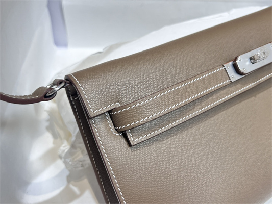 Kelly Elan Bag Madame Leather Silver Tone Metal In Trench Color HS