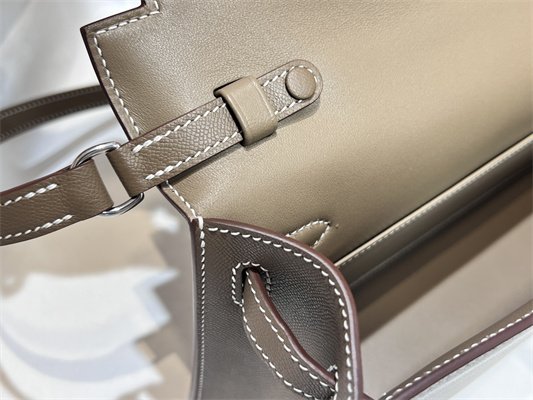 Kelly Elan Bag Madame Leather Silver Tone Metal In Trench Color HS