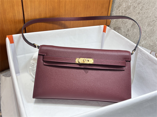 Kelly Elan Bag Madame Leather Gold Tone Metal In Bordeaux Color HS