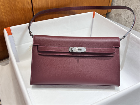 Kelly Elan Bag Madame Leather Silver Tone Metal In Bordeaux Color HS