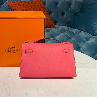 Kelly Pochette Bag Epsom Leather Gold/Silver hardware In Rose Lipsur Color HS