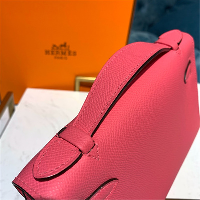 Kelly Pochette Bag Epsom Leather Gold/Silver hardware In Rose Lipsur Color HS