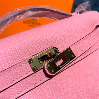 Kelly Pochette Bag Epsom Leather Gold/Silver hardware In Pink Color HS