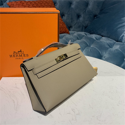 Kelly Pochette Bag Epsom Leather Gold/Silver hardware In Trench Color HS