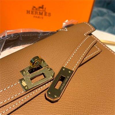 Kelly Pochette Bag Epsom Leather Gold/Silver hardware In Cameral Color HS