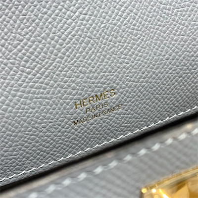 Kelly Pochette Bag Epsom Leather Gold/Silver hardware In Bleu Lin Color HS