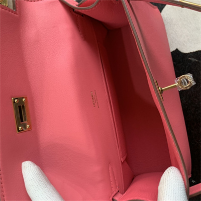 Kelly Pochette Bag Swift Leather Gold/Silver hardware In Rose Lipsur Color HS